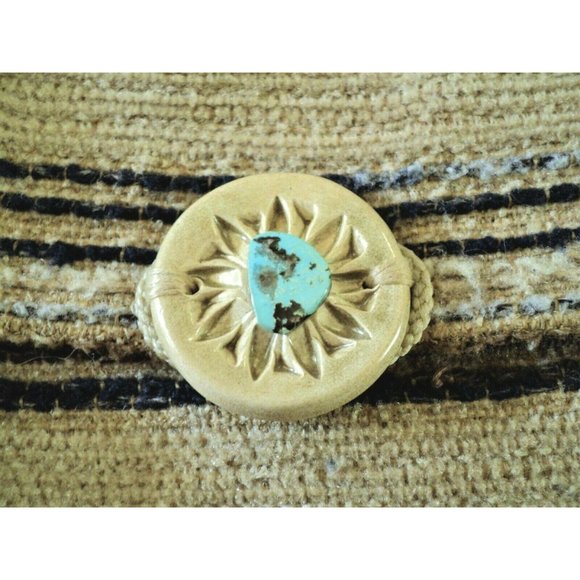 1970s WOVEN Nubby Flap SHOULDER BAG  Turquoise in BUTTON - Picture 4 of 7